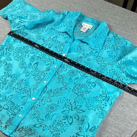 Vtg Susan Graver Women’s Size 1X Linen Blend Semi Sheer Blouse Top Boho Cottage - Picture 5 of 11